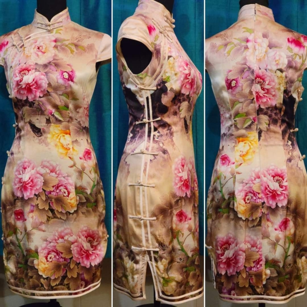 Mulberry Silk Peony Qipao / Cheongsam (Chinese Dress)
